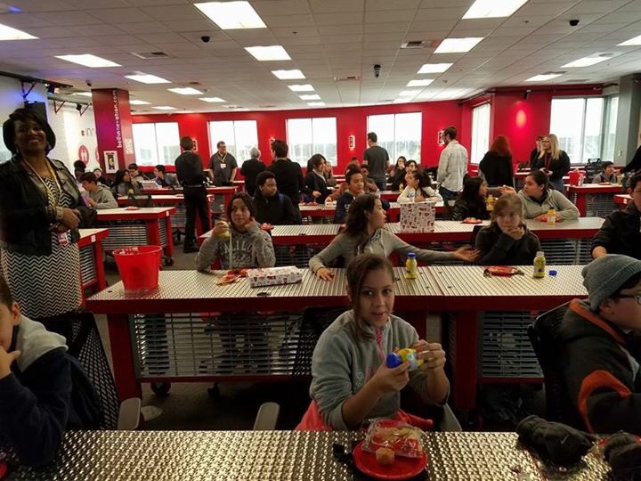 Bridger students at the Innevation Center for the kick off to Hour of Code! #HourofCode #ccsd