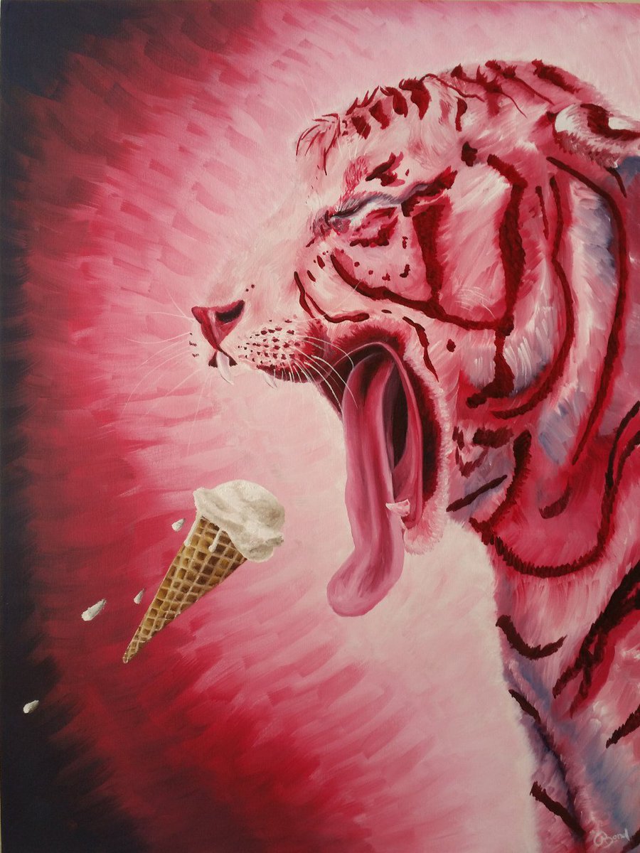 AsingularBond's tweet photo. Ice cream, tasty. Oil on board.
#tiger #pink #painting #icecream https://t.co/xTN1qdAcVi https://t.co/QrWUsTPTCK