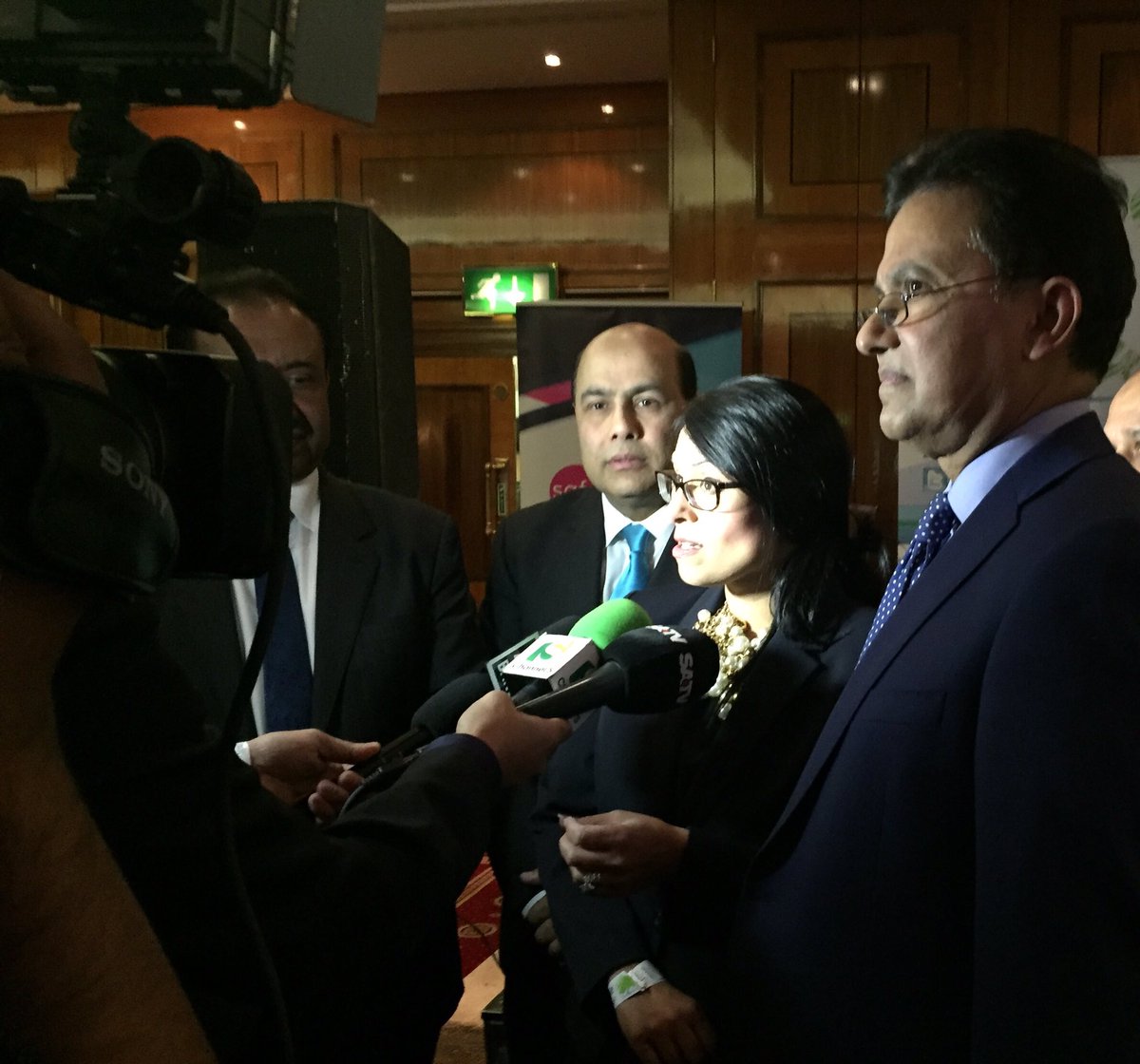 CFOBUK's tweet photo. #cfob10 with Priti Patel MP enjoying the Anniversary dinner reception, completing her media interview on British Bangladeshi contributions. https://t.co/l7F0iU7sCW