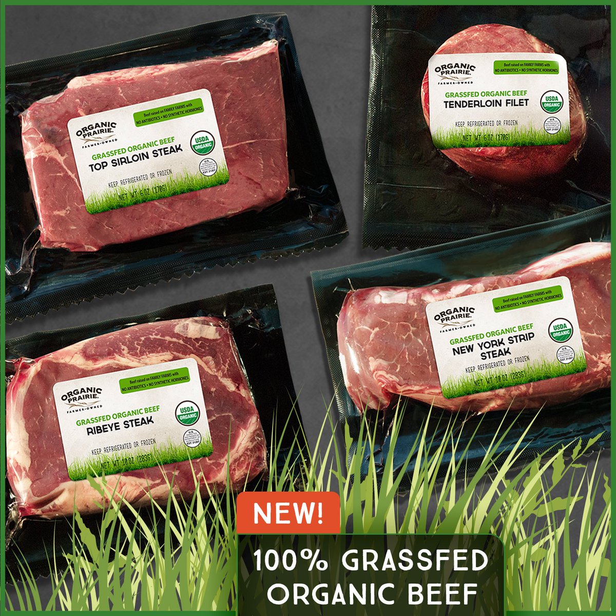 OBEOrganic's tweet photo. Look for #OrganicPrairie grass-fed beef sourced from our cattle, now available at @FreshThymeFM stores. #FreshThyme (Photo: Organic Prairie) https://t.co/rz927AUssv