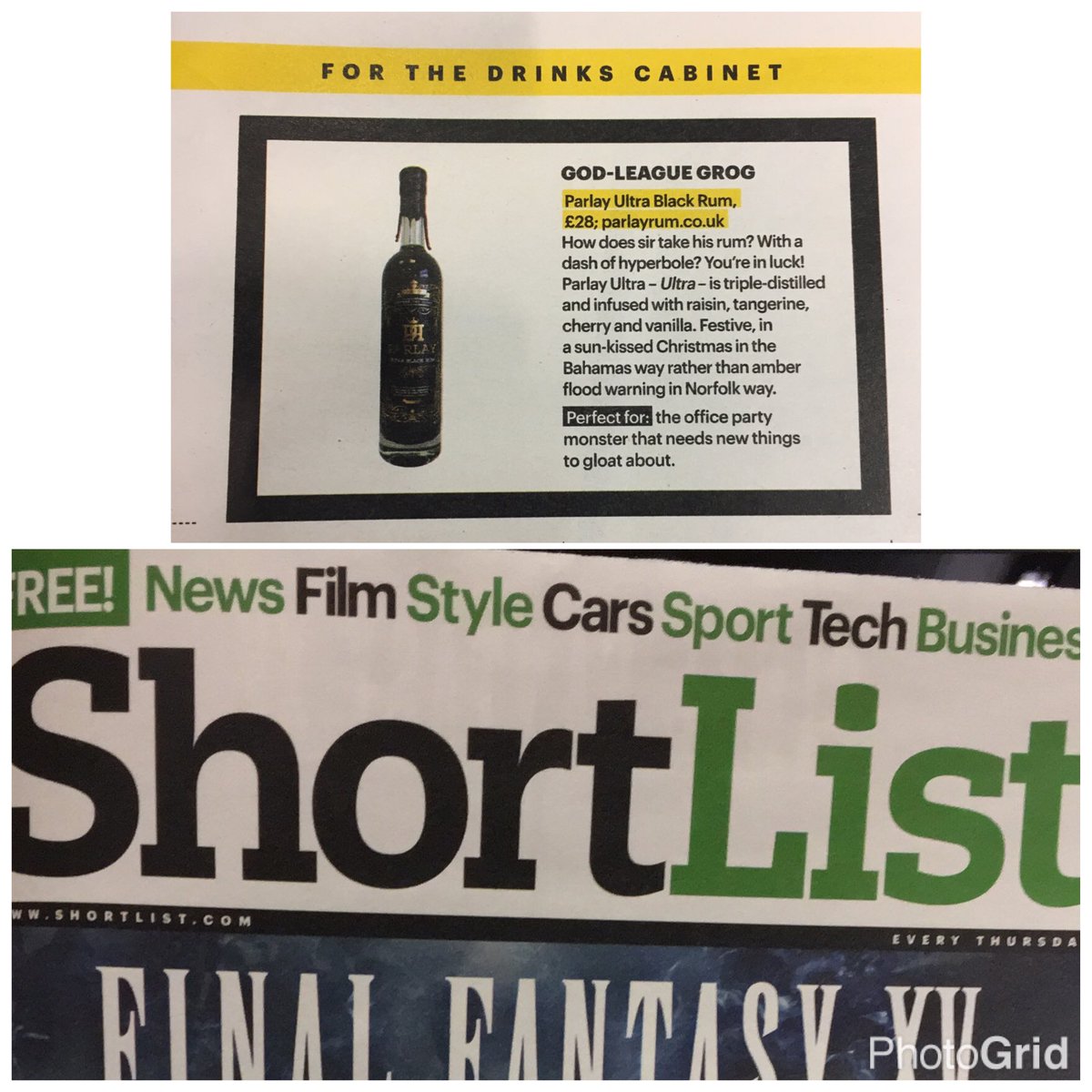 ParlayRum's tweet photo. @ParlayRum in the @ShortList God-league Grog! yes we'll take that. #Invoketheright #godleague #rum https://t.co/Qs4HkTmJFq