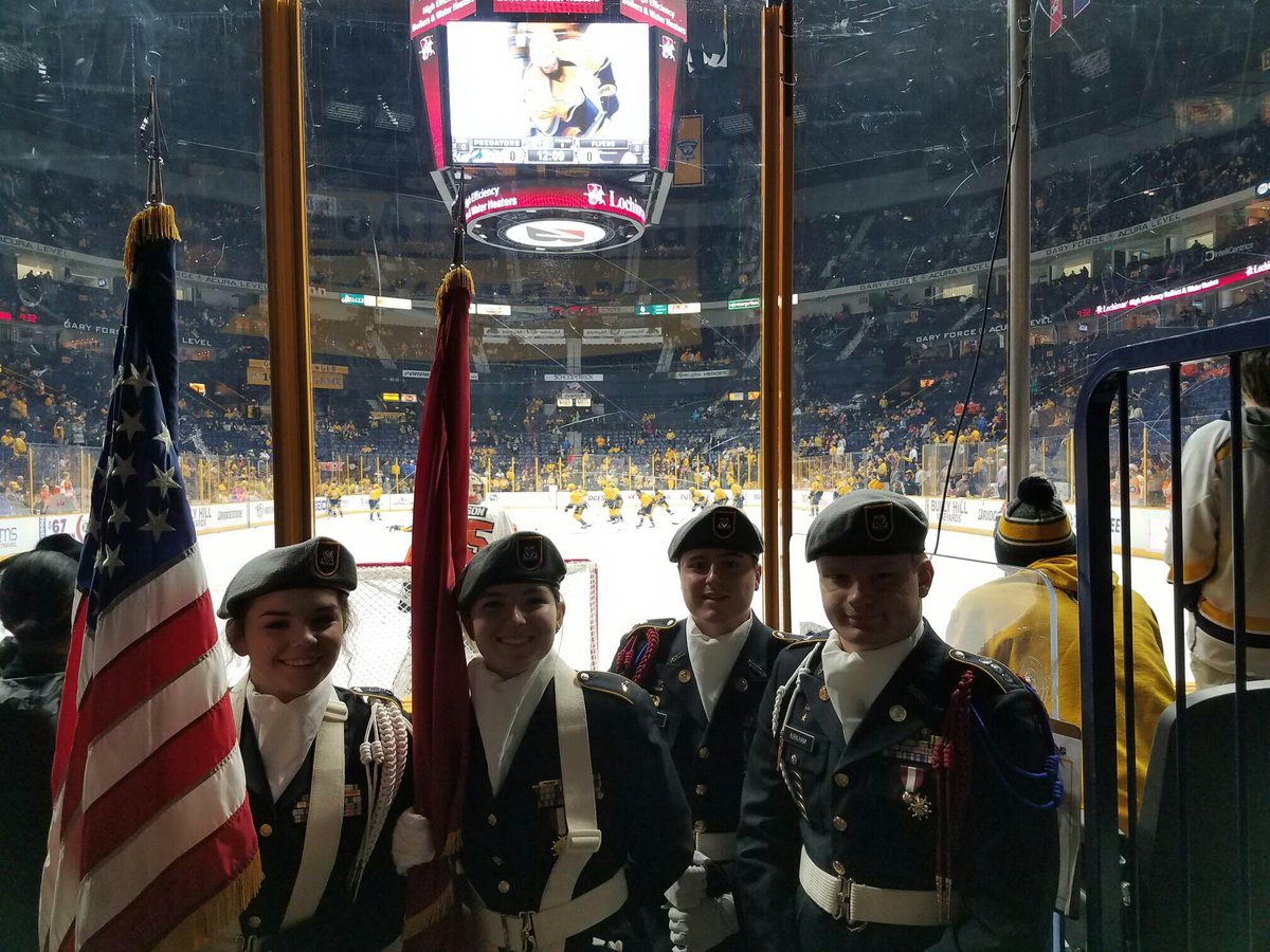 wcsPHSrh's tweet photo. Page JROTC looking good at Bridgestone Arena for the Preds @NashvillePreds_ @SMASHVILLE_FnB https://t.co/ePkNPJg2rj