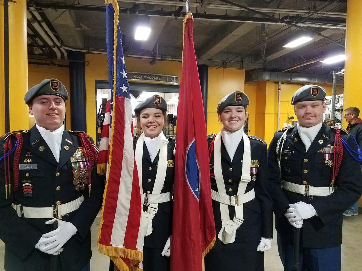 wcsPHSrh's tweet photo. Page JROTC looking good at Bridgestone Arena for the Preds @NashvillePreds_ @SMASHVILLE_FnB https://t.co/ePkNPJg2rj