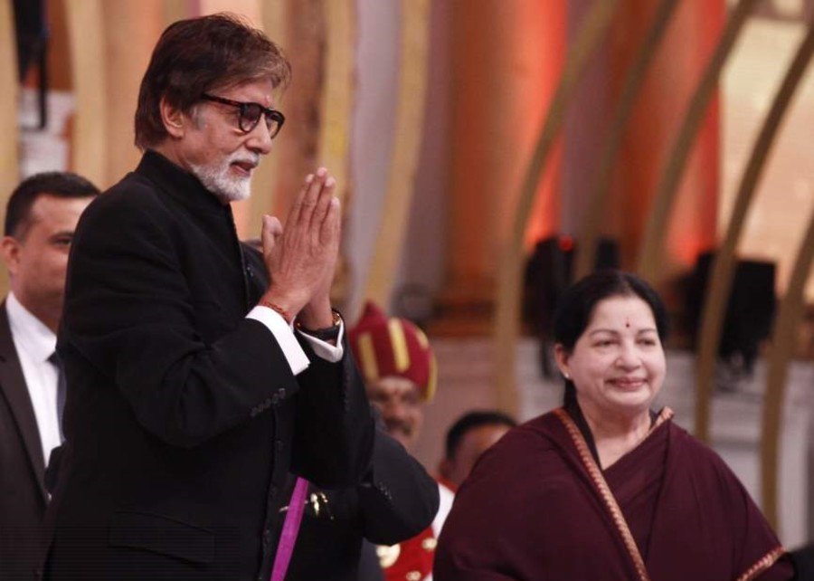 SrBachchan's tweet photo. T 2463 - Jayalalitha ji the only CM of a State that celebrated 100 years of Indian Cinema .. from all regions .. most admirable ! https://t.co/W2pcsVKhYL
