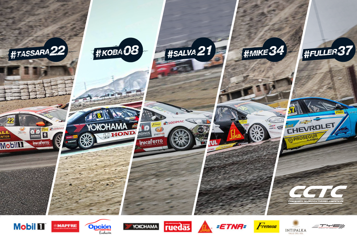 CCTC_Peru's tweet photo. 5 pilotos llegan con posibilidades de llevarse el título. ¿Quién es tu favorito? #koba08 #tassara22 #salva21 #mike34 #fuller37 https://t.co/Nhb2BMrdVn