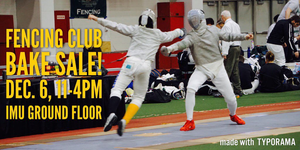 HawkeyeFencing's tweet photo. Come support your Hawkeye Fencers and get your sugar fix tomorrow! #uisportclubs @recserv https://t.co/YvS9zh4aol