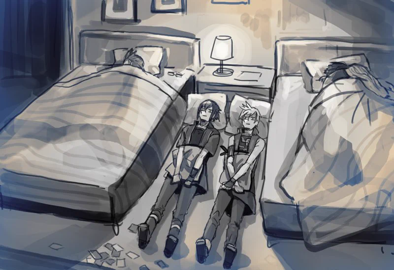 FF15などの4人パーティーでベッドが2つしかない部屋だと川の字で寝る羽目になる？ｗｗｗ