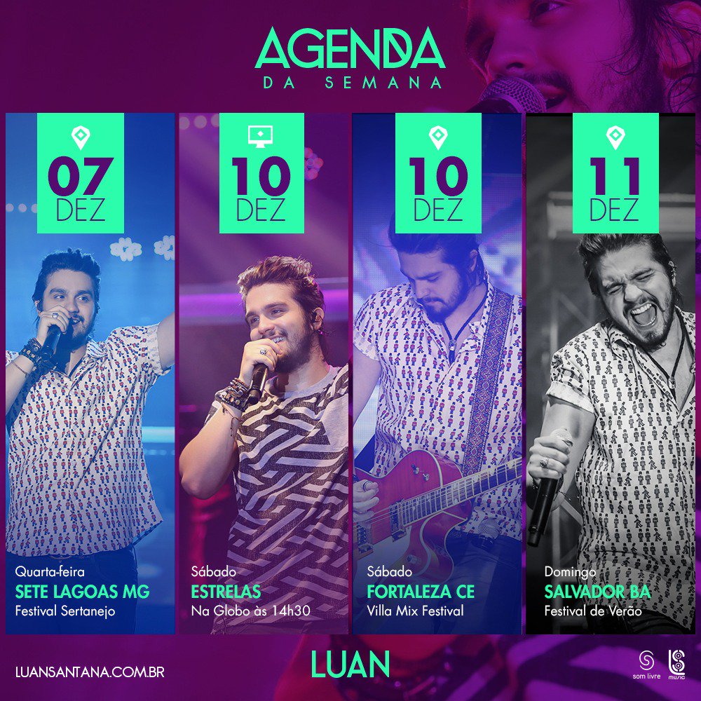 centraldoluan's tweet photo. #AgendaDaSemana @LuanSantana https://t.co/z7v3ndWcL3