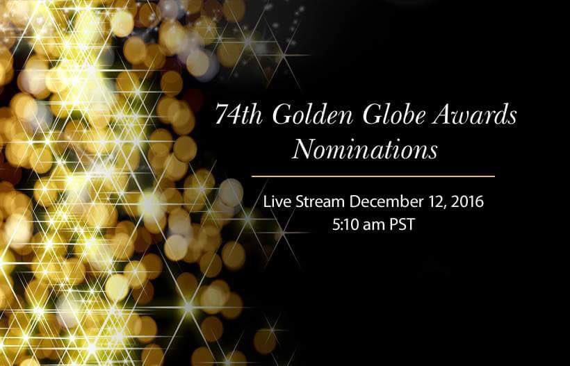 goldenglobes's tweet photo. Mark your calendars — The 74th Golden Globes awards nominations: Live Stream December 12, 2016. 5:10 am PST. @ https://t.co/2UsWC42EOM https://t.co/ImbVYQGJwx