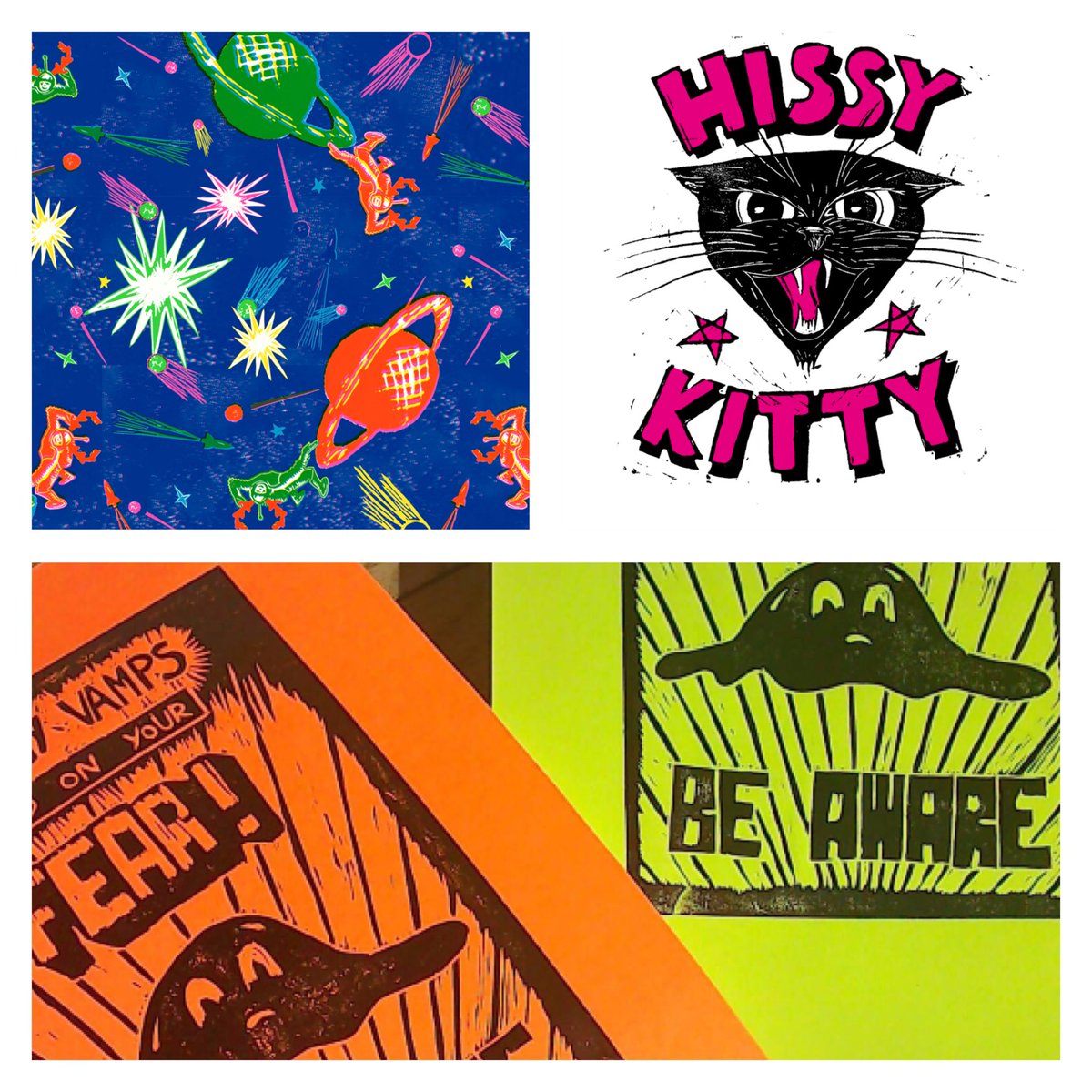 factorystudios1's tweet photo. Smellysockmonster will be joining us with these cool lino prints at our Christmas Market on Sunday 11th December. Come check them out! https://t.co/XRUnvnDdLB