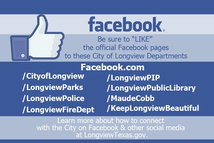 CityofLongview's tweet image. Keep up with our other City Dept pages on Facebook. We post updates, photos, announcements and more. #onelongview