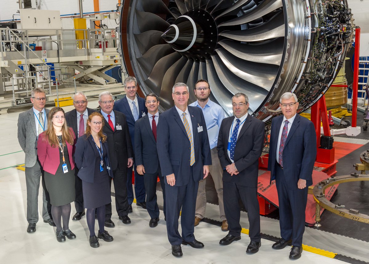 RollsRoyceNA's tweet photo. Rolls-Royce welcomed IN Gov-Elect @LGHolcomb &amp; leaders from IEDC @AStateThatWorks  to our Derby, UK @RollsRoyceUK  #Trent facility today. https://t.co/9Rkv5W7XgY