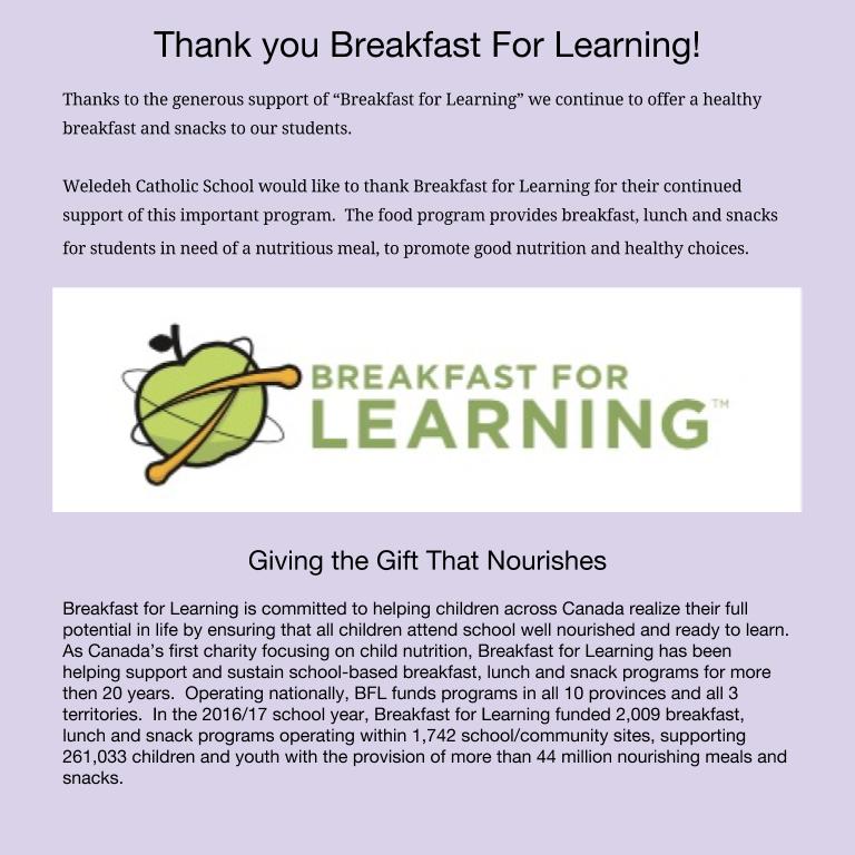 Weledeh's tweet photo. @BreakfastLearn Thank you for you support of Weledeh Breakfast Program! #Weledeh #thankyou #breakfastforlearning #giftthatnourishes https://t.co/y74LlvrloX