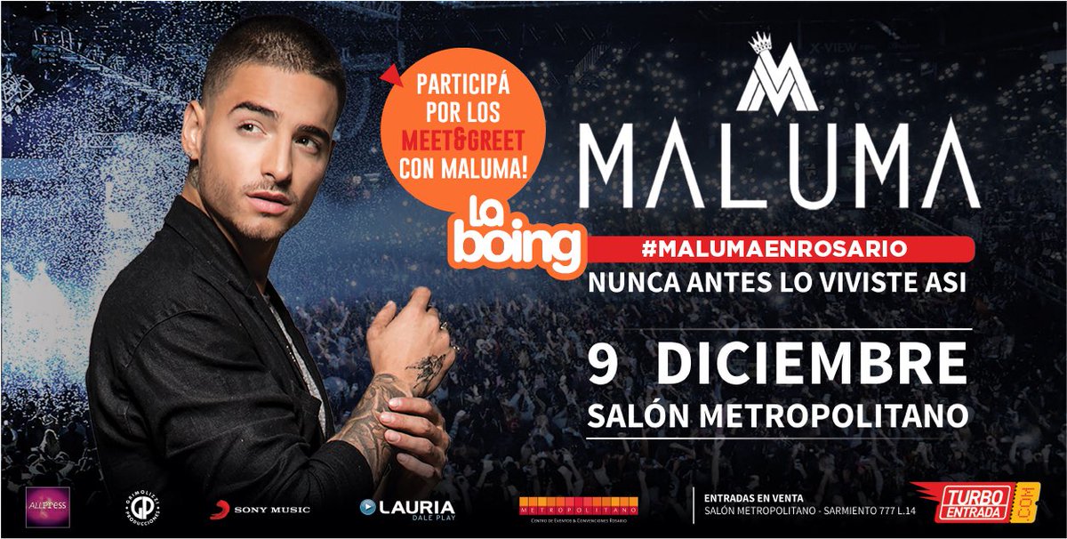 radioboing's tweet photo. ¿Querés conocer a Maluma? 😱  ¡dale RT! el miércoles decimos quien es el ganador, que puede llevar un acompañante al M&amp;G #MalumaEnLaBoing ❤️ https://t.co/hAg4iCVqP6