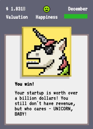 paulbekedorf's tweet image. My startup is worth a billion dollars! Still no profits, but who cares - Unicorn, baby! #StartupSimulator toggl.com/startup-simula…