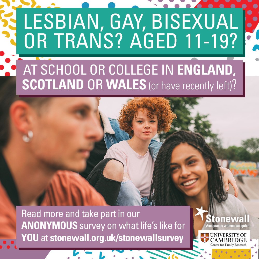 stonewalluk's tweet photo. Are you LGBT, aged 11-19? We want to hear what life in Britain is like for you: https://t.co/L8Q58PdRBs https://t.co/9fra7WSJ8T