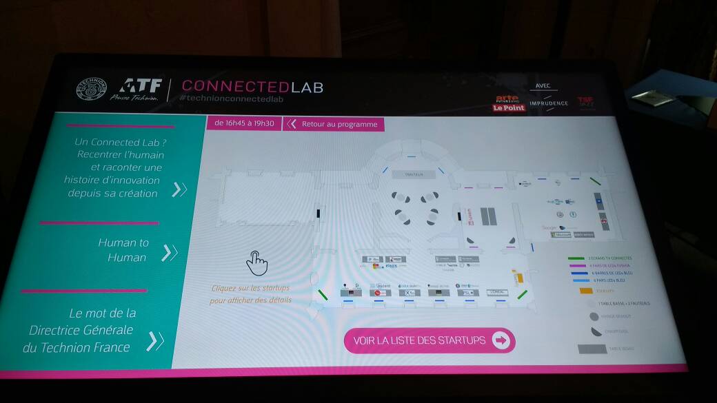 TouchifyApp's tweet image. Retrouvez l&apos;intégralité des Start-ups du #TechnionConnectedWorld #ConnectedLab sur la borne tactile Touchify à l&apos;entrée du salon !