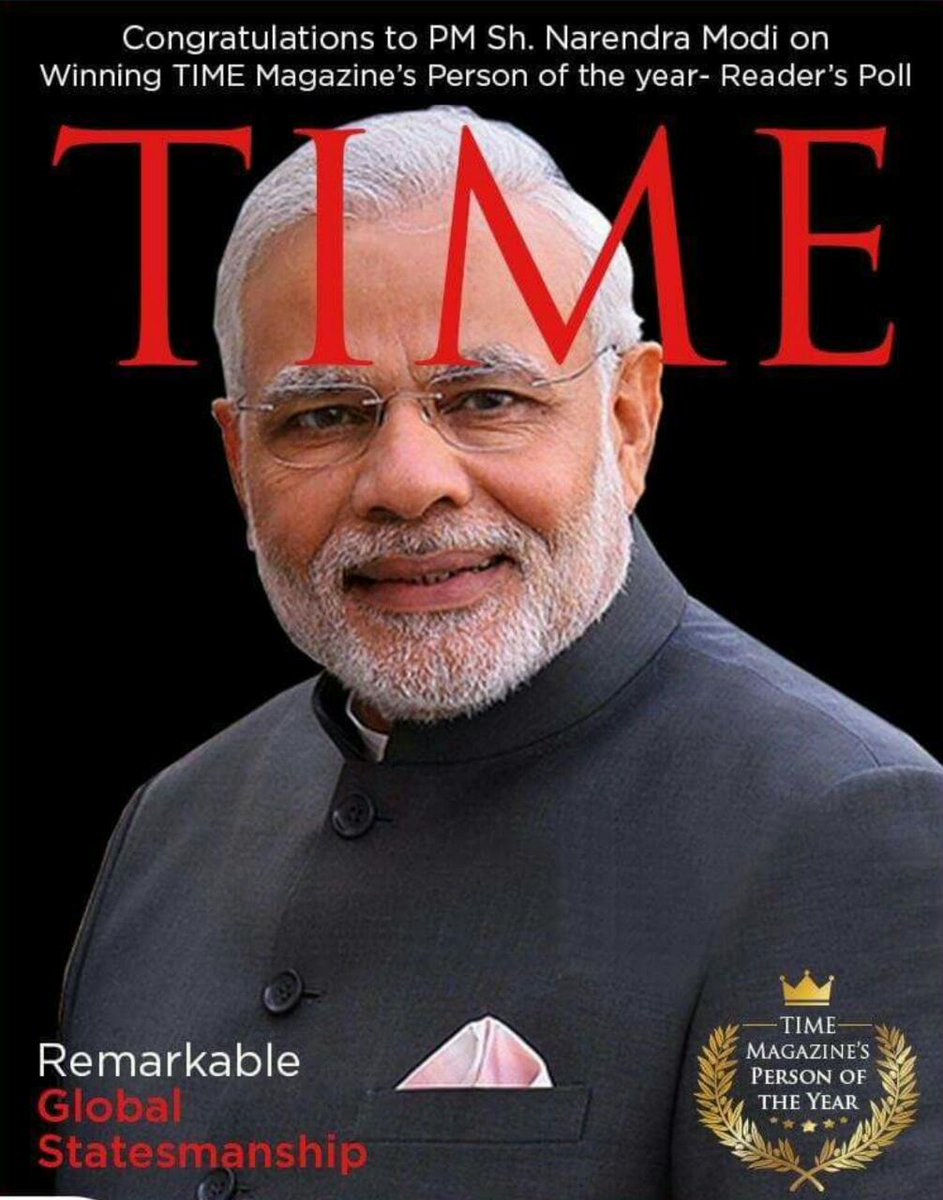 Congratulations to PM #ModiTimePersonOf2016