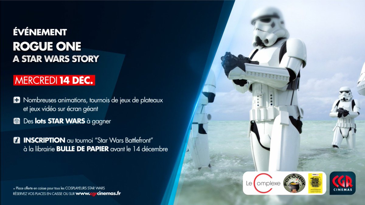 CGRBrive's tweet photo. Vous l'attendiez tel le messie, voici le prog #rogueoneastarwarsstory par #BullesdePapier #potôjeux #lecomplexe… https://t.co/qu5RLFdOGd