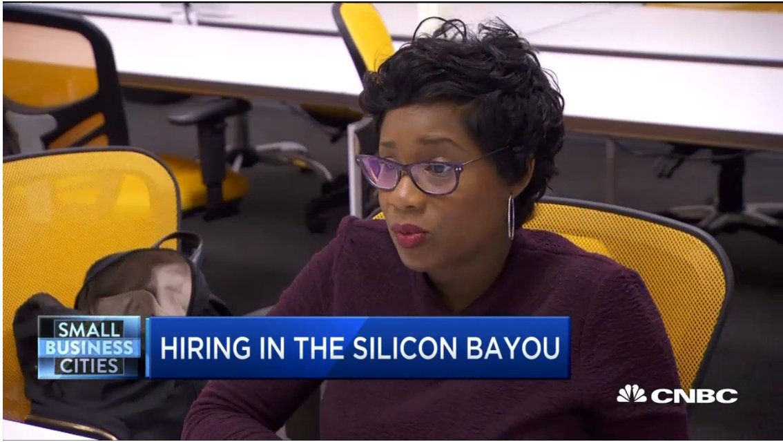 TheIdeaVillage's tweet photo. .@GoToCrystal talks to @CNBC about how her company @joinacrew is reshaping the hiring process https://t.co/XWTThTfyS6 #nolatech #WomenInTech https://t.co/flZCX8ihvB