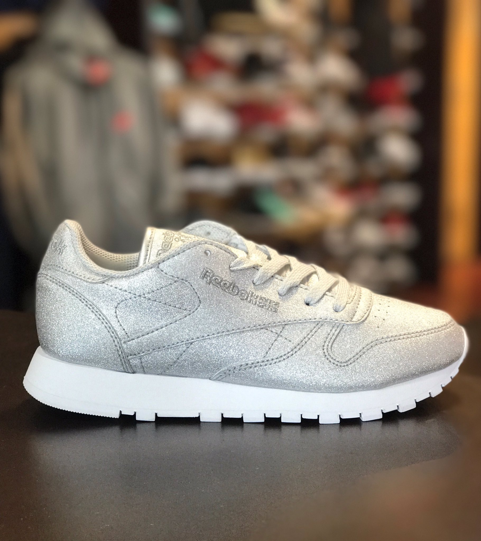 reebok classic silver glitter womens