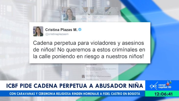 CanalCapital's tweet photo. ICBF pide cadena perpetua para persona sindicada de abusar y aseinar a menor indígena en Chapinero.
#EsNoticiaCapital https://t.co/95EH0XDDcC