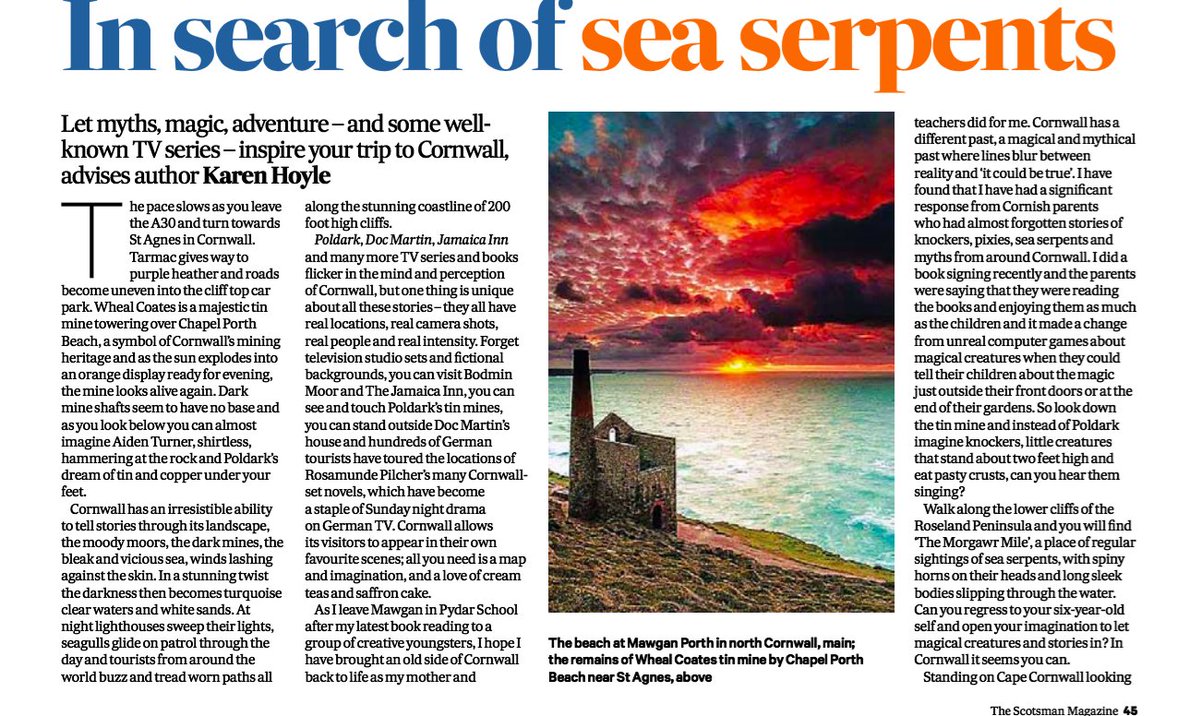 AuthorightUKPR's tweet photo. Featured in this weekend's @TheScotsman is @Kazwah discussing the delights of #Cornwall the location of her #adventure #ChildrensBooks https://t.co/PcnQu0aZ05
