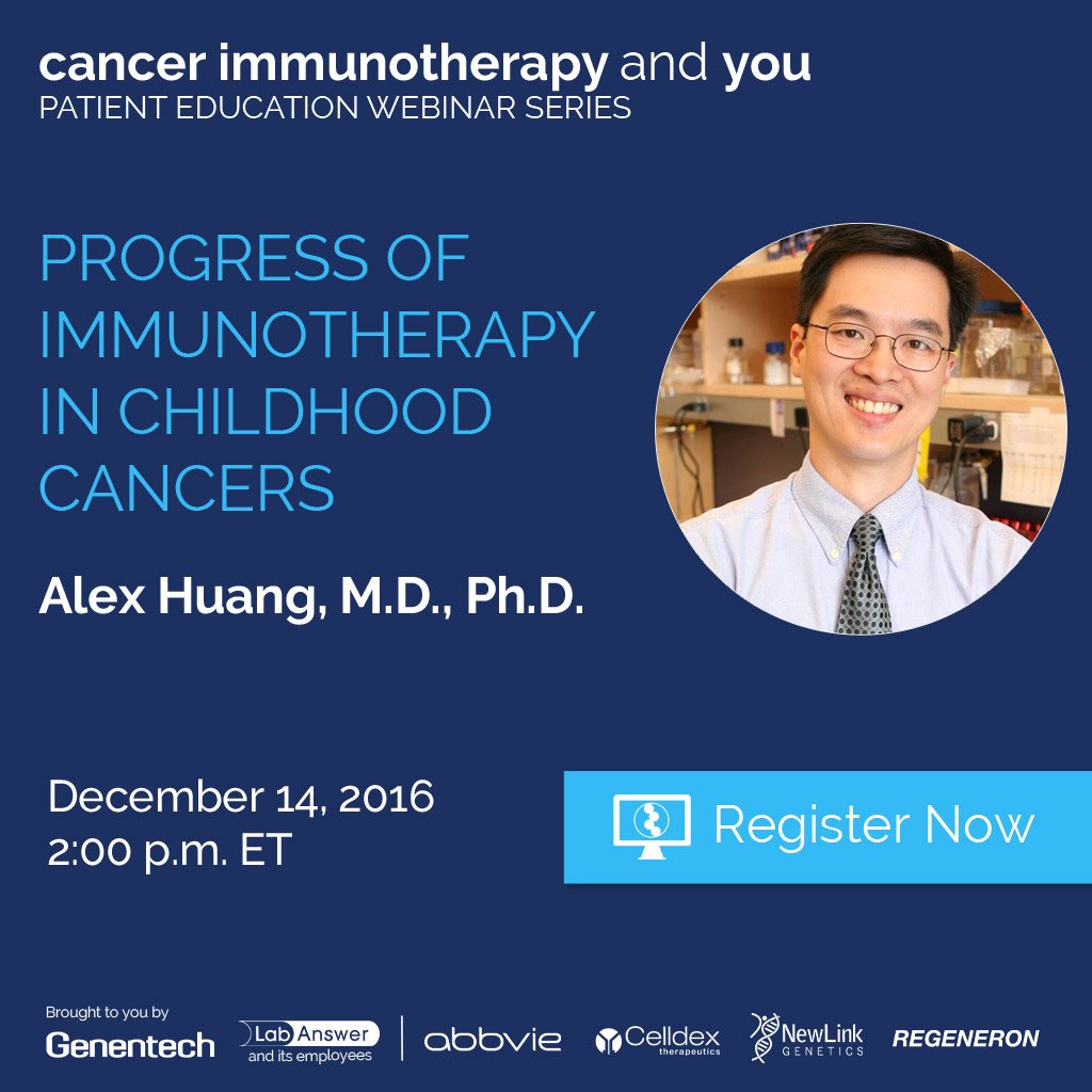 CancerResearch's tweet photo. Hear the latest #childhoodcancer treatment options from @UHRainbowBabies's Dr. Alex Huang. Register today! https://t.co/Ywv5tlc6PX https://t.co/eWRVvrbINS