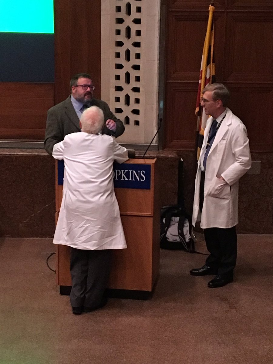 JohnsHopkins_ED's tweet photo. Here is Dr. @GrahamRedgrave answering questions from Dr. Paul McHugh after his compelling Grand Rounds on #AnorexiaNervosa in Older Adults https://t.co/3OtIOKkLFC