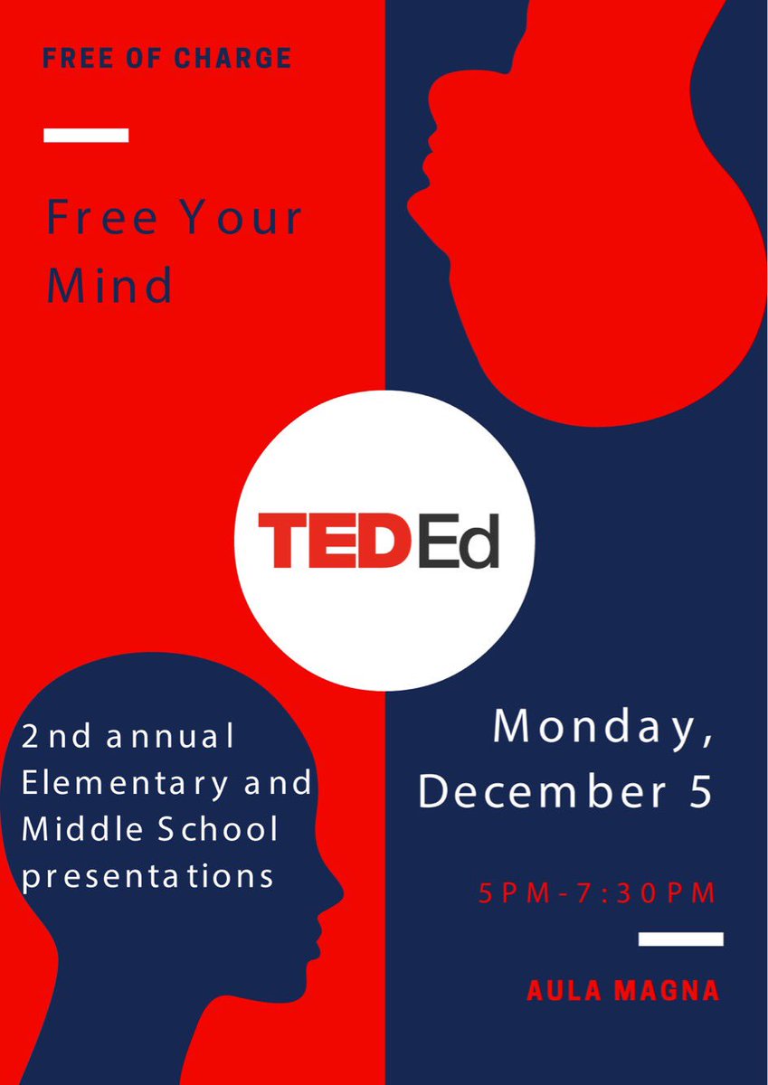 TEDEd_AEL's tweet photo. Tonight! This is happening! Join us in the Aula Magna at 17:00 or 5 pm ART for some inspiring ES/MS @TED_ED Presentations #AELincoln https://t.co/xMnyuu0DbZ