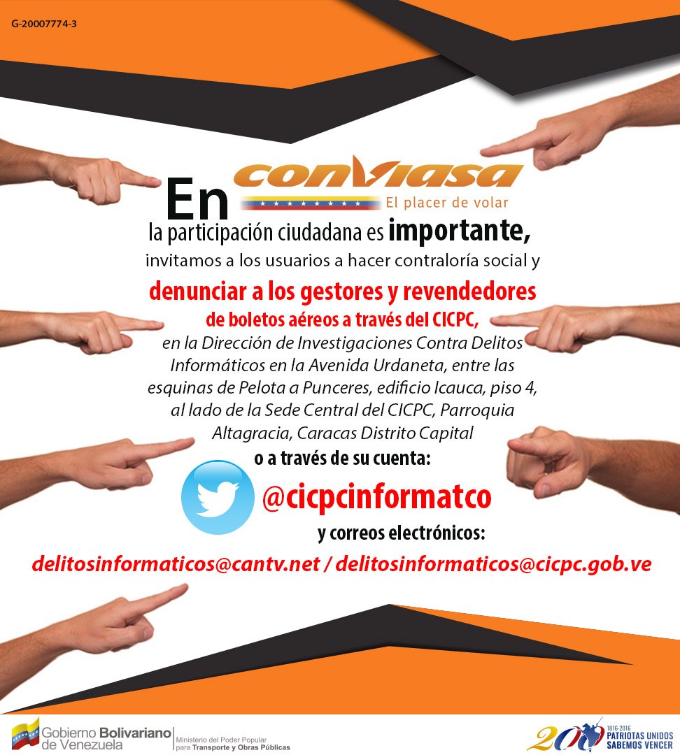 conviasa_ve's tweet photo. En Conviasa la participación ciudadana es importante ¡Evita estafas! https://t.co/DYkkUBotKU