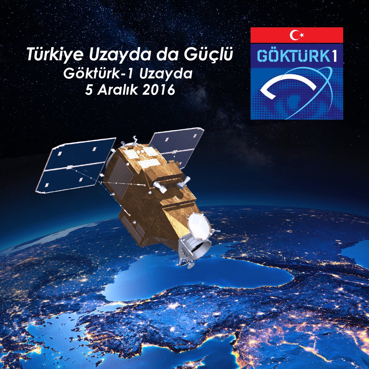 Bugün uzaya fırlatılan Göktürk-1 Keşif Gözetleme Uydumuz, ülkemiz, milletimiz ve Türk Silahlı Kuvvetlerimiz için hayırlı uğurlu olsun.
