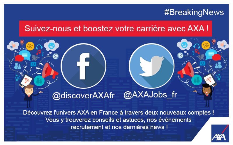 AnaisLisbona's tweet photo. Du nouveau chez AXA ! Suis @AXAJobs_fr et retrouve toutes nos actus en matière de recrutement ! ✅ https://t.co/zzAroQJTmP