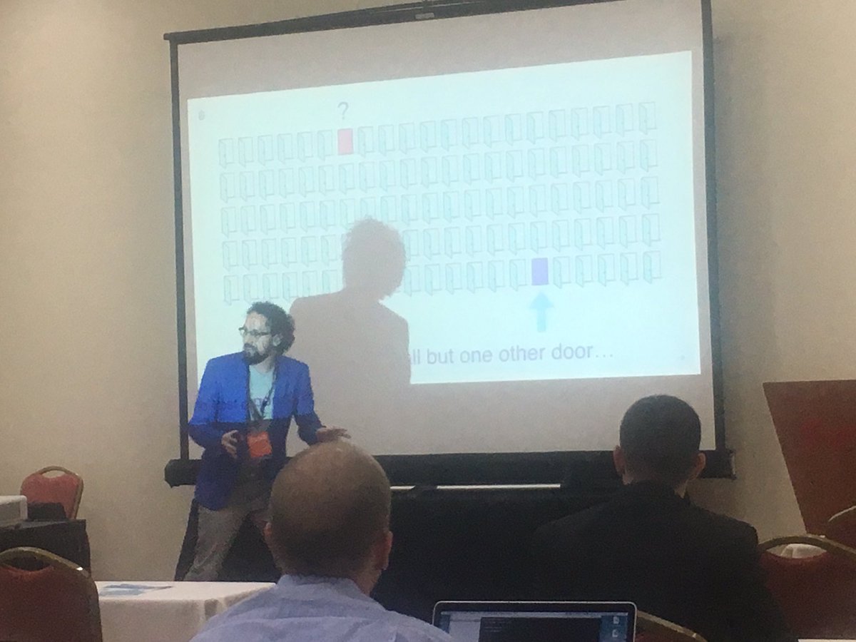 enordec's tweet photo. @Umbel Data Scientist and game show host Kevin Safford getting us off to a great start with "The Monty Hall Problem" @XLIVECON #XLIVE2016 ๐ค๐ธ https://t.co/8ytc8MxdeI