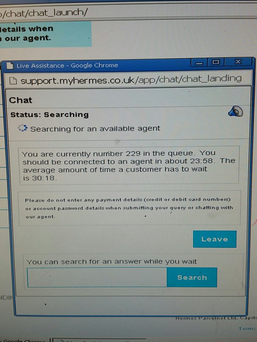 My God <a href="/myhermes/">Hermes</a> you guys are so hard to get a hold of? I am waiting all day for a response and your phone system is bogus. live chat too?