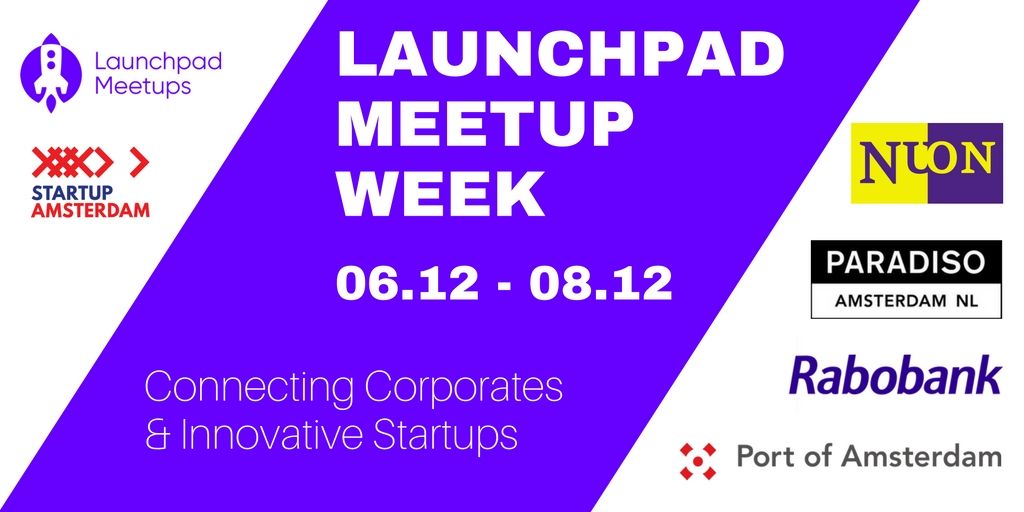 Startup_Adam's tweet photo. The #LaunchpadMeetup Week kicks off tomorrow! Check it out to see how #startups pitch to #corporates! https://t.co/SRNxqKa7mD #NLtech #IoT https://t.co/5ipDaiDpUd