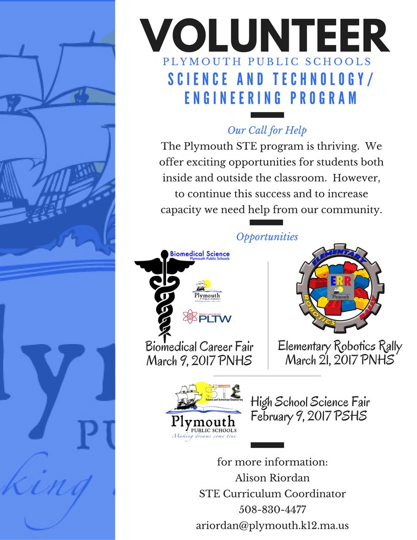 PPS_Science's tweet photo. Volunteer opportunities in the Plymouth STE program - check them out today! https://t.co/GEokDIbPwX