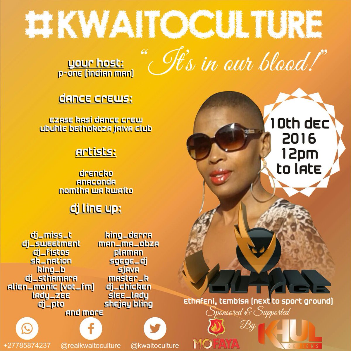 KwaitoCulture's tweet photo. #10Dec2016 is ON! Many thanks to @mofaya_official and @KhulCalvin #KhulDesigns for the #Sponsor
@DeJay_Sweetment @DeeJayMissT @IamDrencko 💃 https://t.co/1XaO9yVNVa
