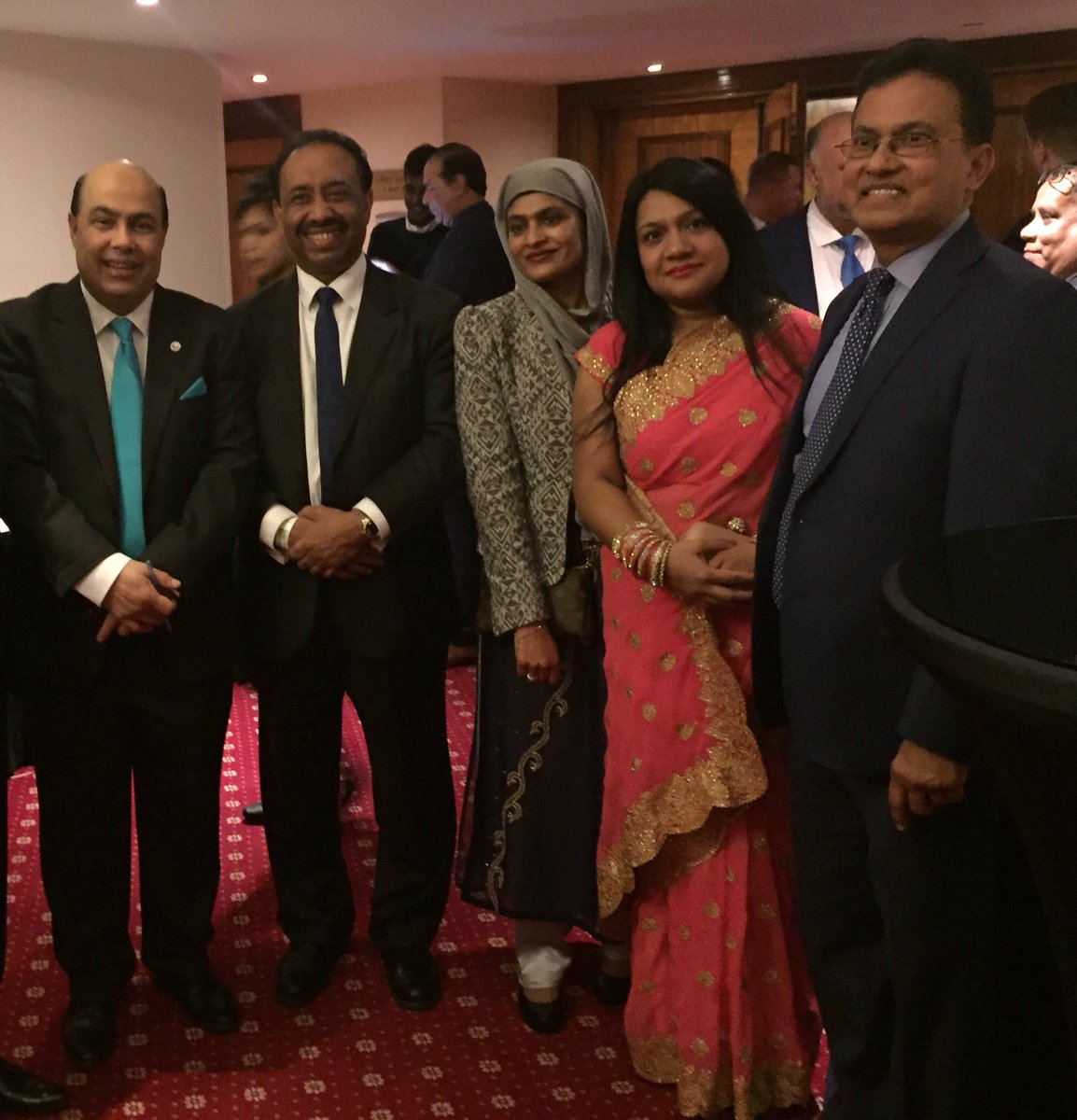 CFOBUK's tweet photo. #cfob party celebrations pre reception in full motion at the Tara Hotel London, #CFOB10 with @CFOBUK Hon VP's Muquim Ahmed &amp; EC members. https://t.co/bIu8U9FgEU