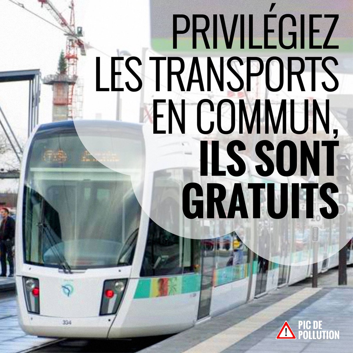 Paris's tweet image. ⚠️ Pollution ⚠️

Les transports en commun seront gratuits le mardi 6 décembre 2016 en @iledefrance.

👉 ow.ly/HNzS306PyQE