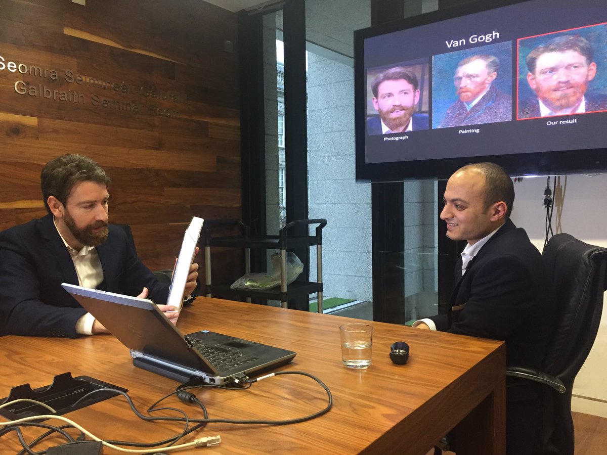 connect_ie's tweet photo. Filming @TLRHub for BBC show on #AI featuring research of Dr Ahmed Selim @tcddublin #NeuralNetworks #deeplearning #machinelearning https://t.co/efPkDhthf0