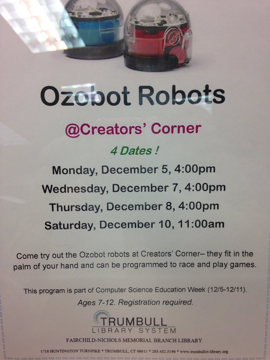 MadisonTrumbull's tweet photo. Stop by the Fairchield Library after school to play with Ozobot Robots! #mmscodes https://t.co/bQu5hW9xYh