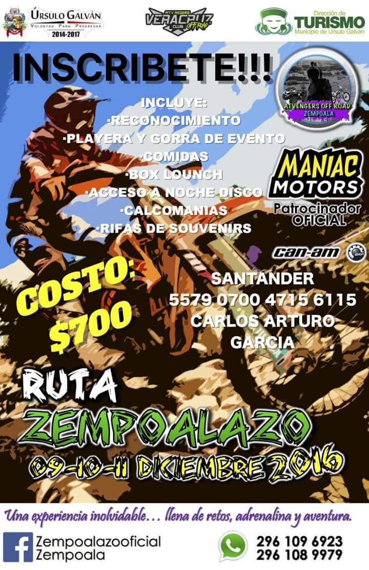 ursulo_galvan's tweet photo. !Libera tus sentidos y vive la adrenalina y  la aventura del Off Road en el "Zempoalazo 2016"! 
Del 9 al 11 de diciembre #ÚrsuloGalván https://t.co/ConnOmrtNo