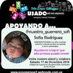 ExpoGarage's tweet photo. En esta oportunidad queremos dar nuestro aporte para q Sofía Sonría.. #expo #expogarage #laborsocial #colabora #apoya #difunde https://t.co/PvgdMyW73m
