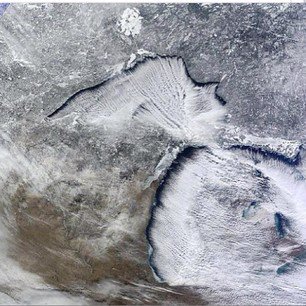 cherrybuzz's tweet image. PHOTO: Michigan in winter from space #michigan #greatlakes
