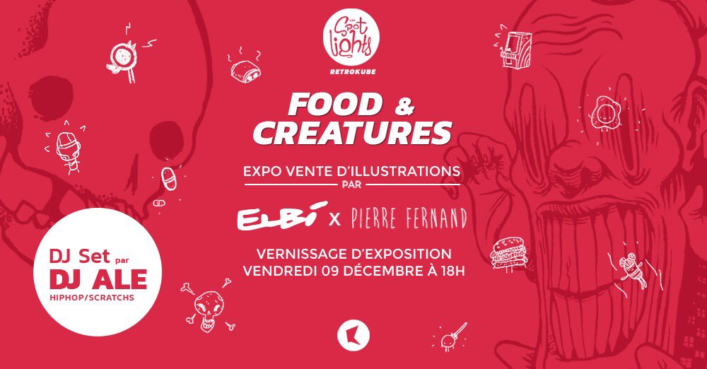Retrokube's tweet photo. Ce vendredi, vernissage avec le crew @elbidesign et @Pierre_Fernand à @QuartierLibreRs ! Et djAle aux platines, yeah!  #expo #illustrations https://t.co/L3tlFfHZzF
