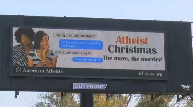 kfvsnews's tweet photo. Atheists' billboards urge people to skip church for the holidays https://t.co/IS2OI93Ez0 https://t.co/KzppMNHbEg