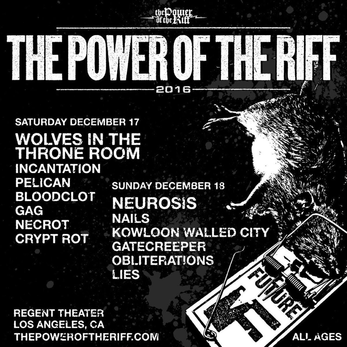 LOS ANGELES: Neurosis plays Day 2 of The Power of the Riff on 12/18. Get your tickets now. theregenttheater.com/event/1323511-…