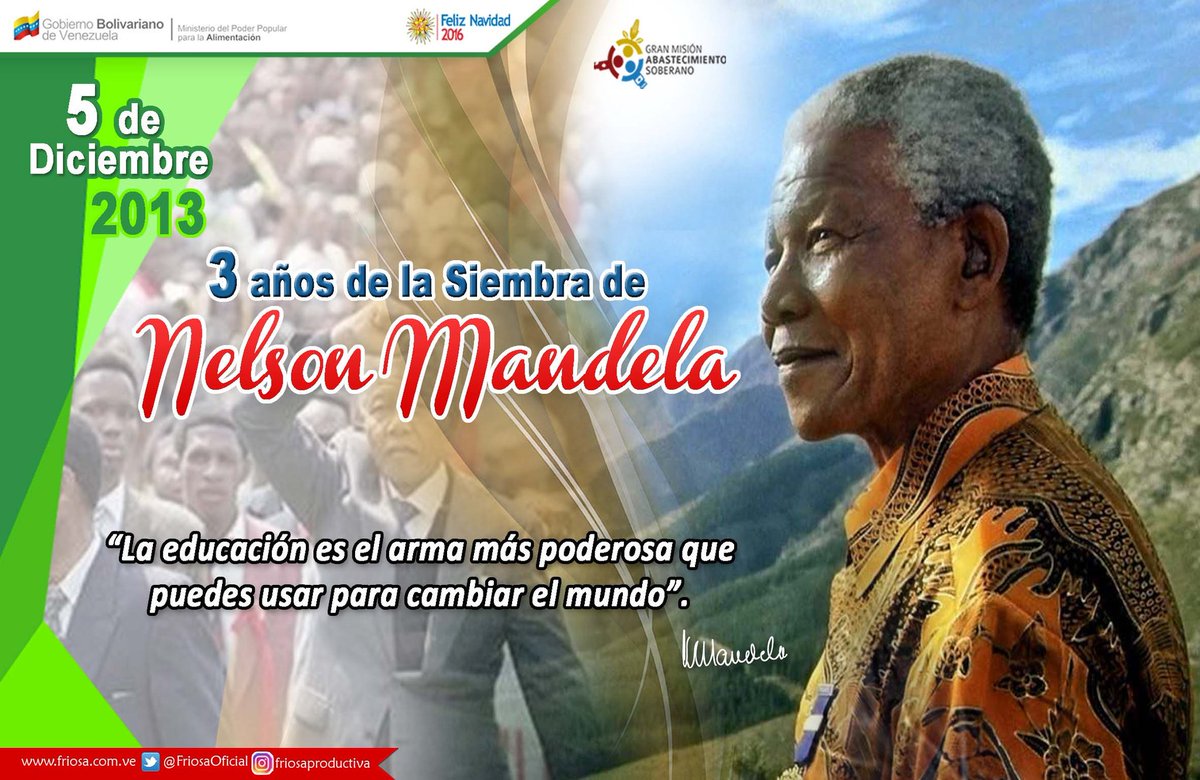 FriosaOficial's tweet photo. #Efemérides | a 3 años de la siembra de Nelson Mandela simbolo de paz e igualdad entre los pueblos del mundo. https://t.co/Aro3AJNa0U