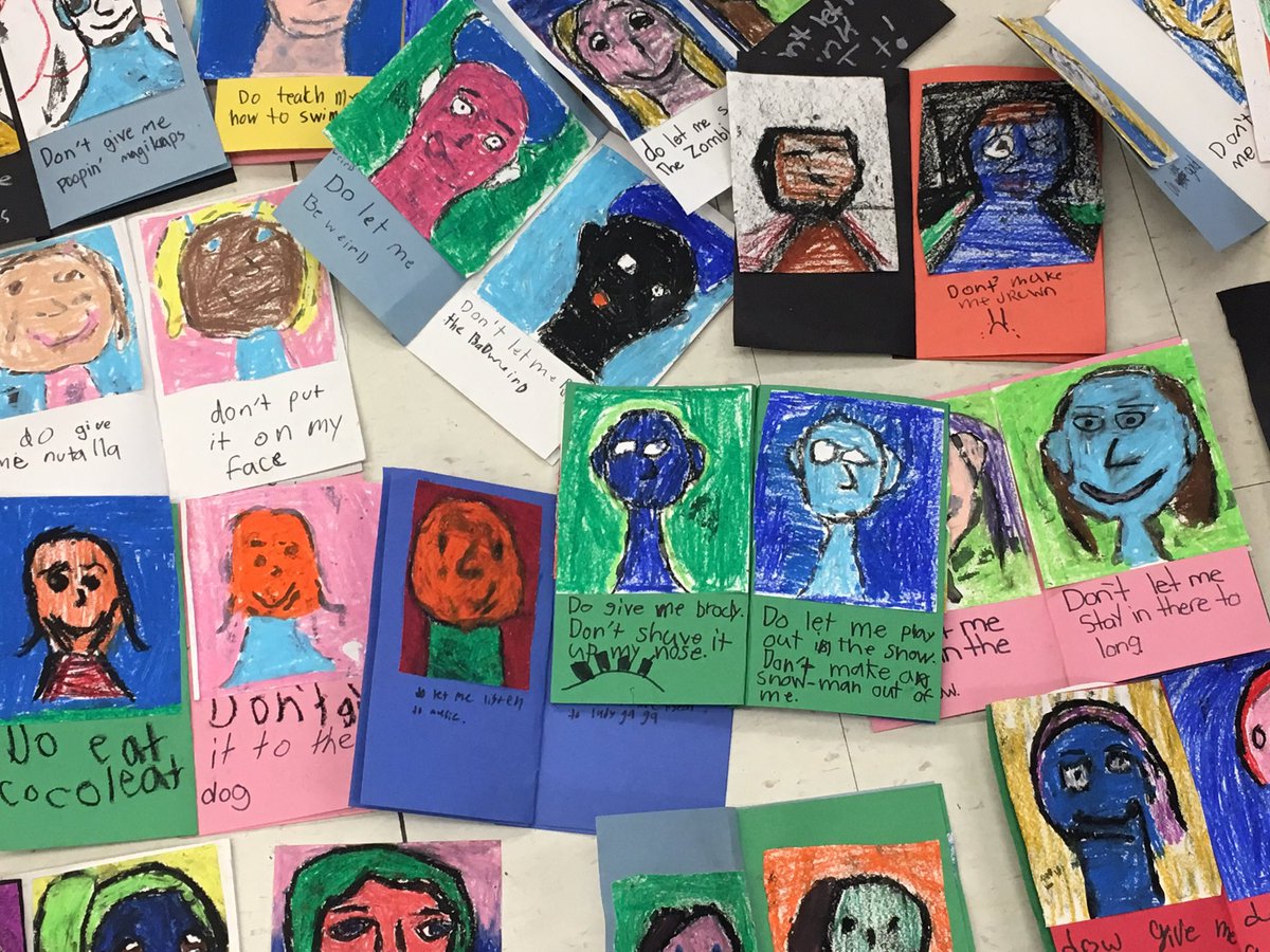MrsNHunter's tweet photo. 4th graders made autobiographies using printmaking!  #printmakingkids #Do'sAndDon'ts @MockingbirdRPS @RalstonSchools @toddparr https://t.co/RXwD648NMM